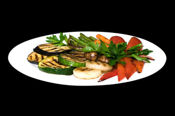 Photo of grilled vegetables on a white plate