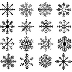 Black Snowflakes Silhouette set