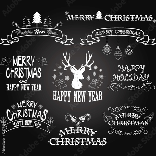 Chalkboard Merry Christmas Border Frames Banner Christmas Deer