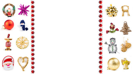 christmas decorations with many shapes, colors and materials