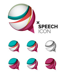 Set of abstract speech bubble and cloud icons, business logotype