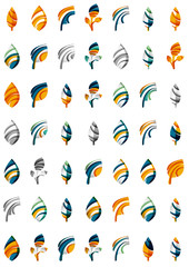 Fototapeta na wymiar Set of abstract eco leaf icons, business logotype nature