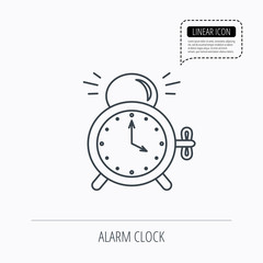 Alarm clock icon. Mechanical retro time sign.