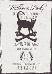 Halloween Party Invitation with black cat 