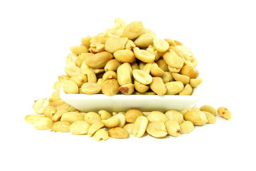 roasted peanut in white background
