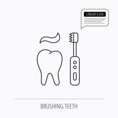 Brushing teeth icon. Electric toothbrush sign.