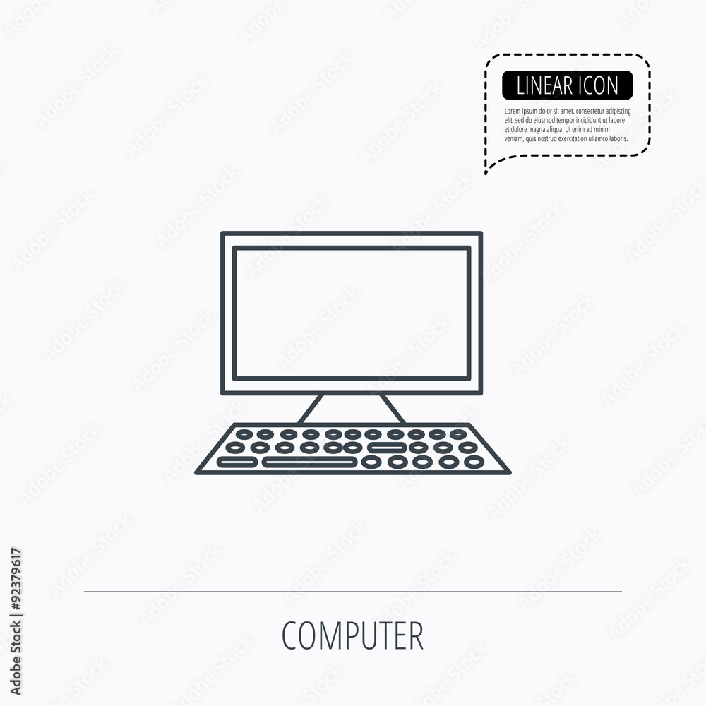 Poster computer pc icon. widescreen display sign.