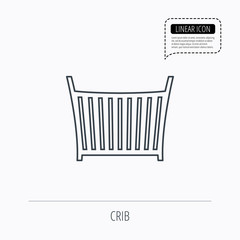 Baby crib bed icon. Cradle or cot sign.