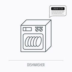 Dishwasher icon. Kitchen appliance sign.
