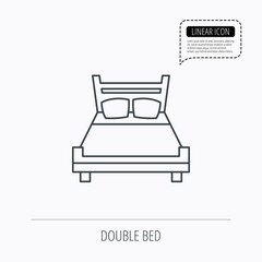 Double bed icon. Sleep symbol.