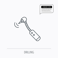 Drilling tool icon. Dental oral bur sign.