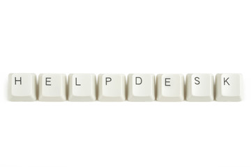 helpdesk from scattered keyboard keys on white
