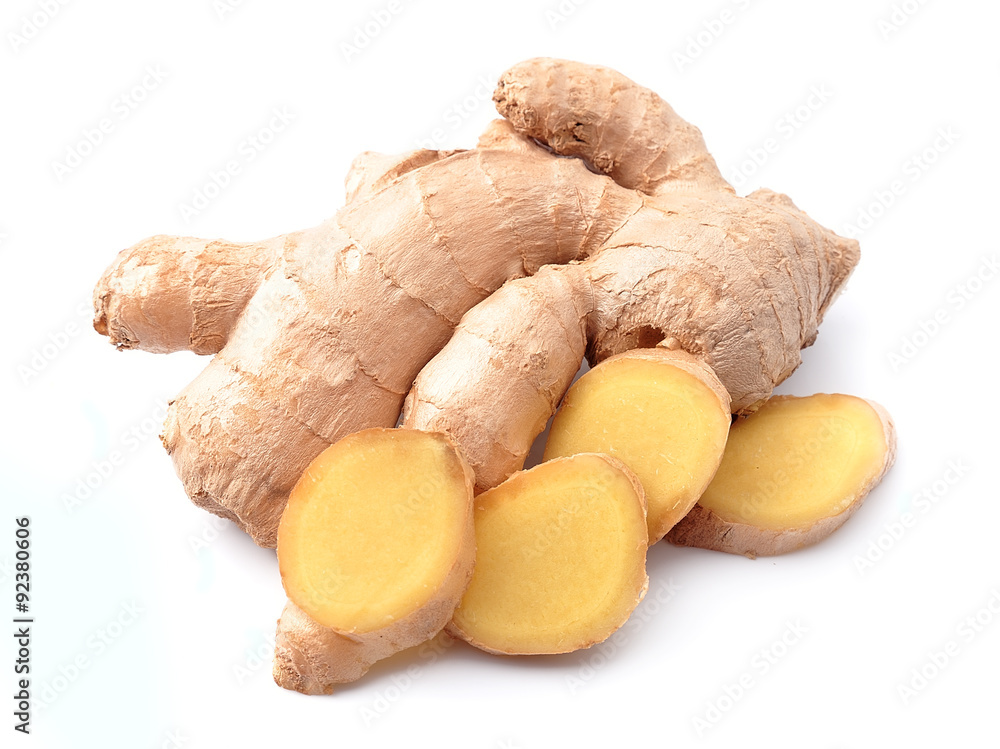 Wall mural Ginger root in isolated