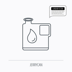 Jerrycan icon. Petrol fuel can with drop sign.