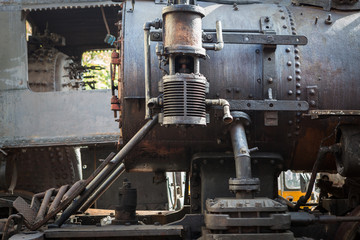 fragment of old steam locomotive