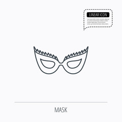 Festive mask icon. Masquerade carnival sign.