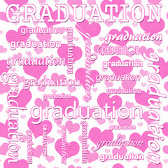 Graduation Design with Pink and White Hearts Tile Pattern Repeat Background that is seamless and repeats