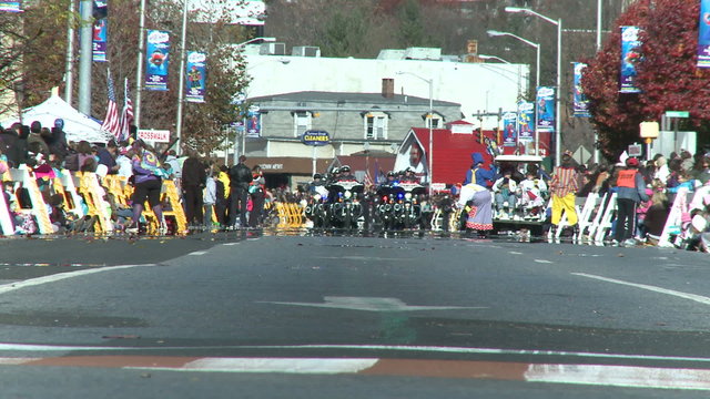 Police motorcade during a fall parade