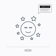 Moon and stars icon. Night or sleep sign.