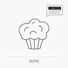 Muffin icon. Cupcake dessert sign.