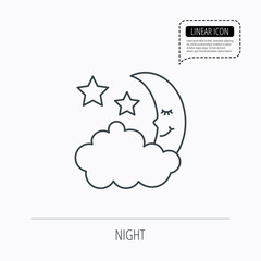 Night or sleep icon. Moon and stars sign.
