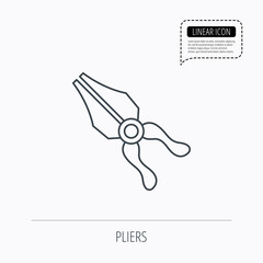 Pliers icon. Repairing fix tool sign.