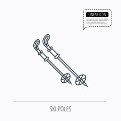 Skiing icon. Ski sticks or poles sign.