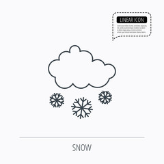 Snow icon. Snowflakes with cloud sign.
