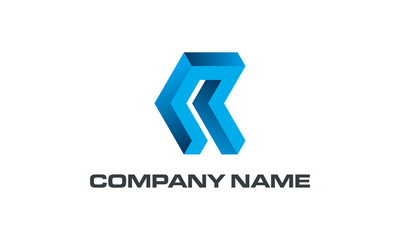 3d initial letter R logo design concept