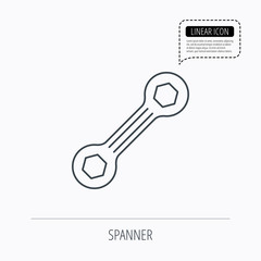 Spanner tool icon. Repairing service sign.