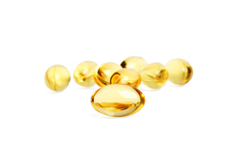 Omega 3 capsules from Fish Oil on white background