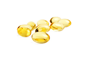 Omega 3 capsules from Fish Oil on white background