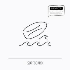 Surfboard icon. Surfing waves sign.