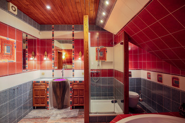 Spacious colorful bathroom interior