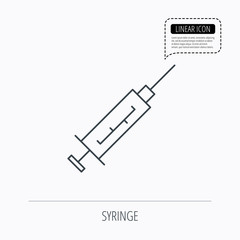 Syringe icon. Injection or vaccine instrument.