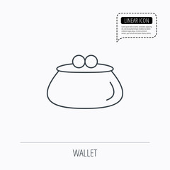 Vintage wallet icon. Cash money bag sign.