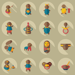 Fototapeta premium Flat concept, set modern design with shadow Babes