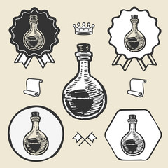 Lab tube glass vintage symbol emblem label collection