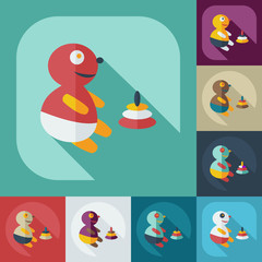 Flat modern design with shadow icons children
