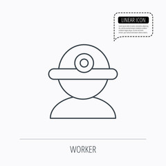 Worker icon. Engineering helmet sign.