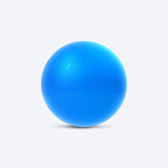 3D glossy plastic blue sphere.Vector, isolated on white.