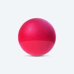 3D glossy plastic red sphere.Vector, isolated on white.