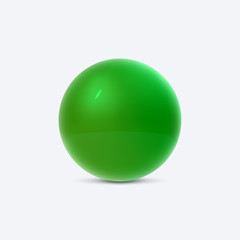 3D glossy plastic green sphere.Vector, isolated on white.