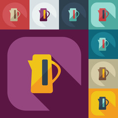 Flat modern design with shadow icons kettle