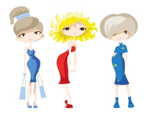 Cartoon fashionable girls 