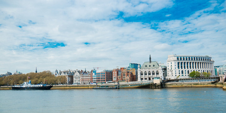 Panorama view of the River Thames in London, England