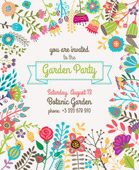 Garden or summer party invitation template poster