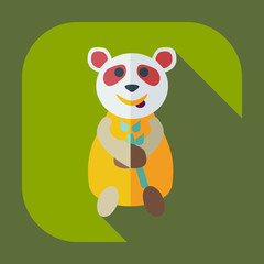Flat modern design with shadow icons panda eating
