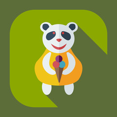 Flat modern design with shadow icons panda eating