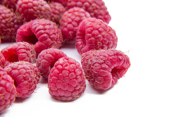 Raspberries isolated on white background